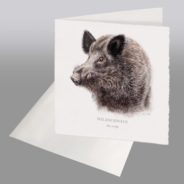 Waldpoet Grußkarte „Wildschwein“, 16 x 16 cm – Bild 2